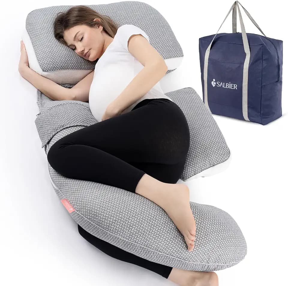 Schwangerschaftskissen 4-in-1 C/U/J/G Form Pregnancy Pillow – Seitenschläferkissen & Stillkissen | Ganzkörperkissen für Schwangere, Rücken, Bauch & Hüfte | Breathable Air-Layer, Abnehmbar & Waschbar
