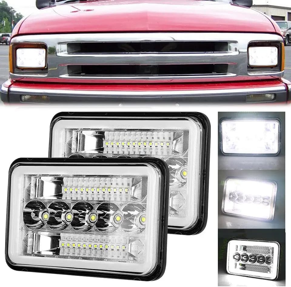 BESTZHEYU 2PCS 4x6 LED Headlights Pair DOT 45W 4500LM