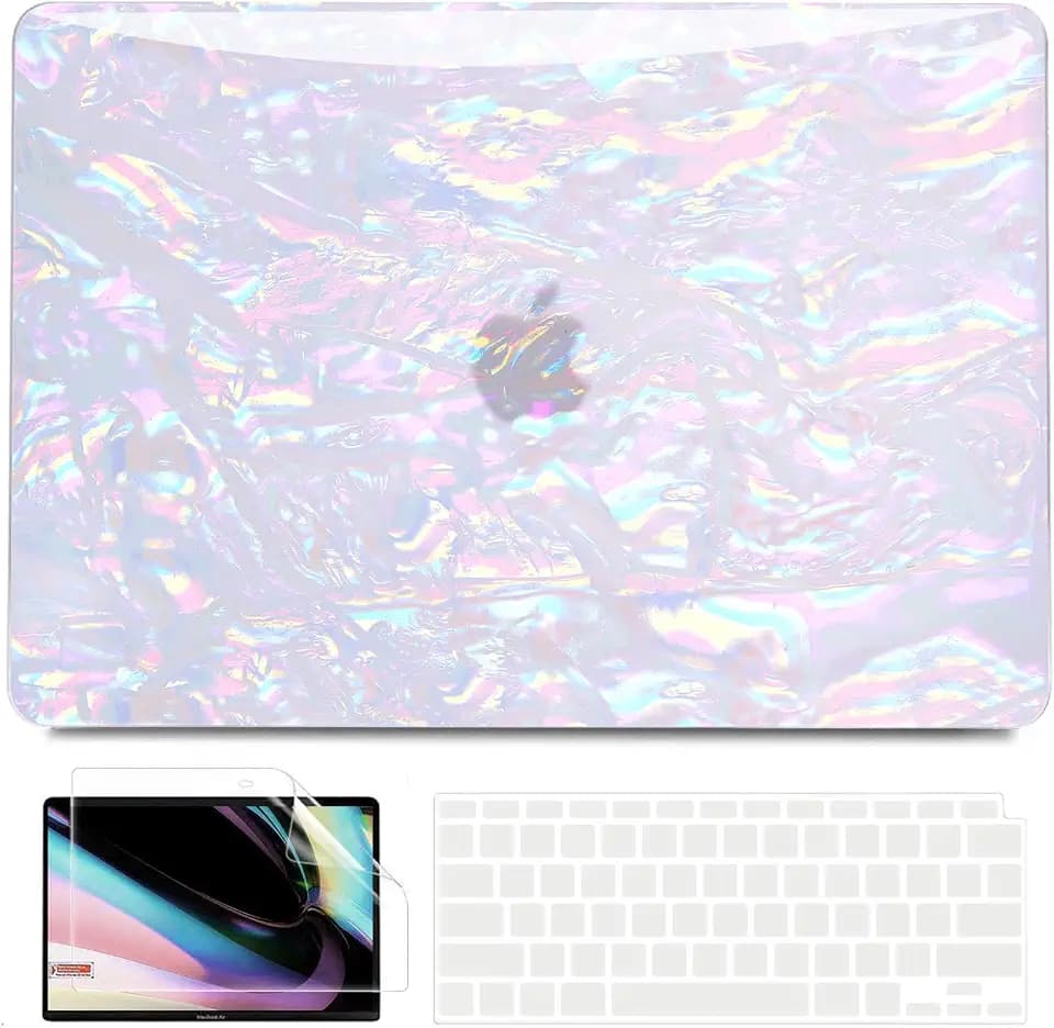 B BELK for MacBook Air 13 inch Case M1 2021 2020 2019 2018,Shiny Iridescent