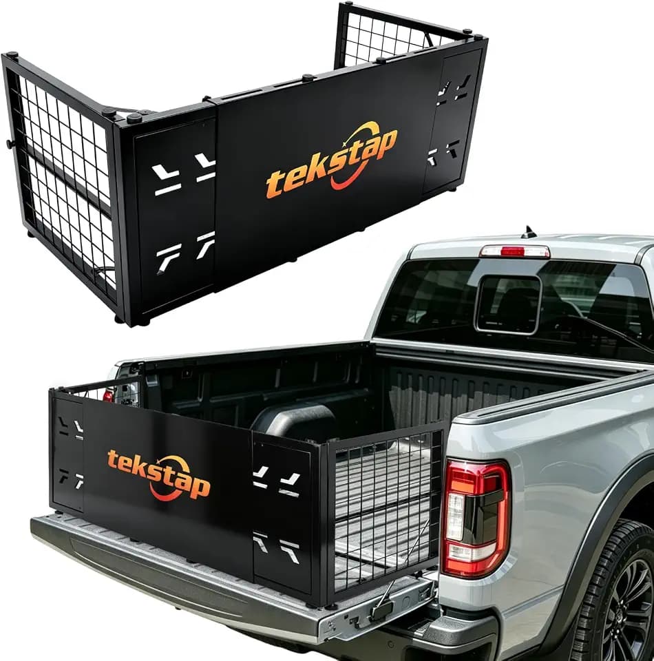 tekstap Truck Bed Extender,Tailgate Bed Divider No Drilling for Ford F-150/F-250/F-350,Drilling for Dodge Ram 1500/2500/3500 & Chevy Silverado/GMC Sierra Tailgate Extender,Alloy Steel