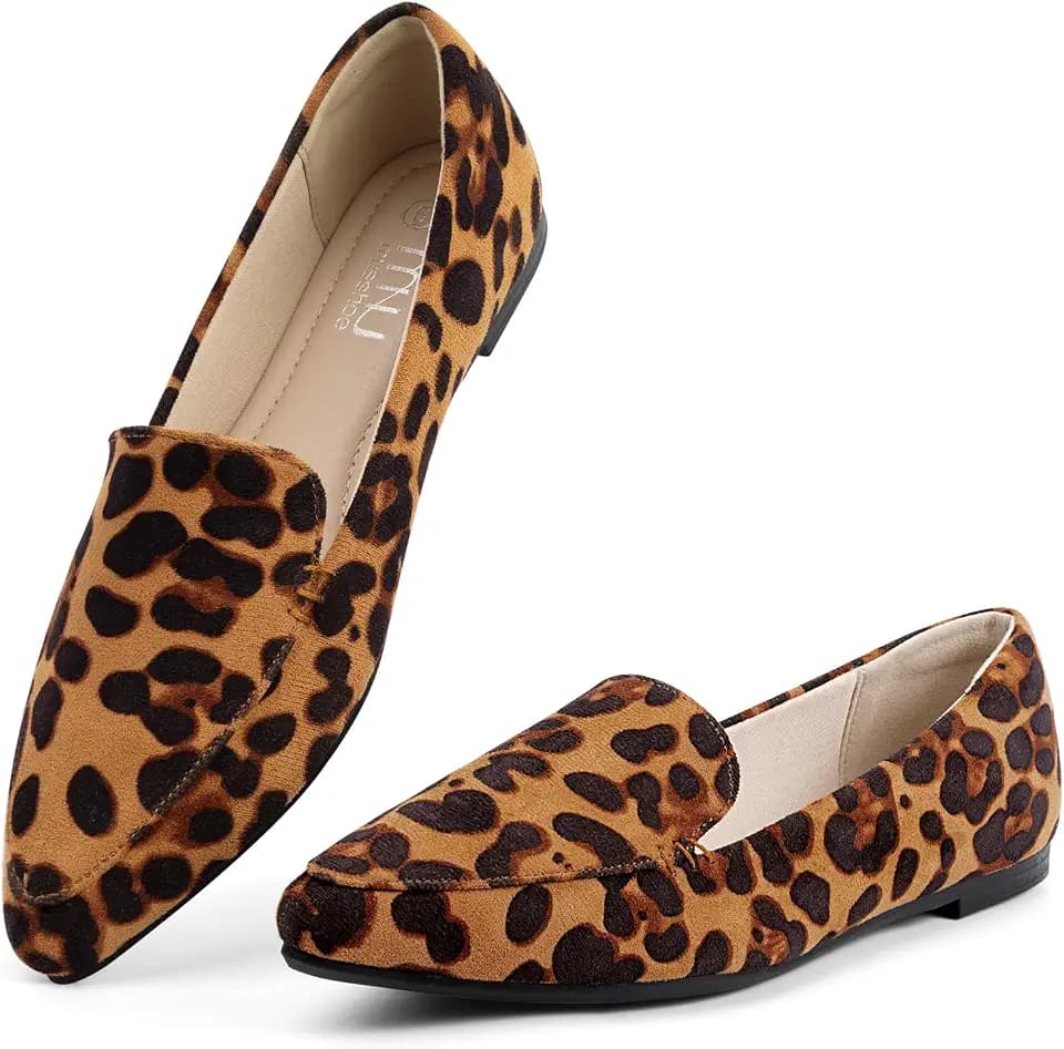 MUSSHOE Pointed Toe Flats for Women, Comfortable Business Casual Work Shoes, Slip On Loafers for Women with Arch Support, Office Walking Flats for All Day Standing