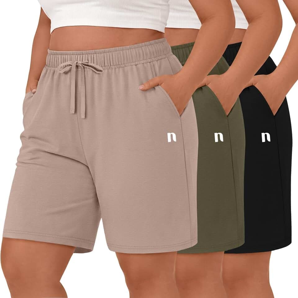 Neer 3 Pack Women's Plus Size Bermuda Shorts with Pockets