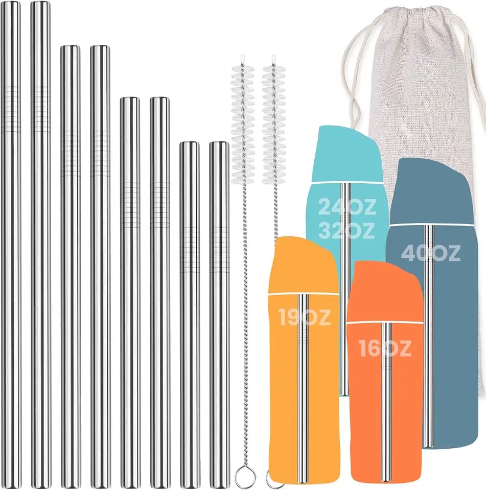 NiHome 8PCS Stainless Steel Straws Fit for Owala Bottle 16-40oz, 4 Lengths