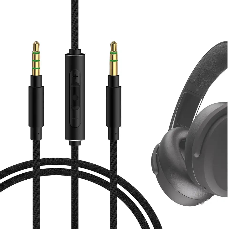 GEEKRIA Audiokabel mit Mikrofon kompatibel mit Skullcandy Crusher ANC2, Hesh3, Kopfhörern, 3,5-mm geflochtenes Nylon-Austausch-Stereo-Kabel mit Inline-Mikrofon & Lautstärkeregelung (1,2 m)