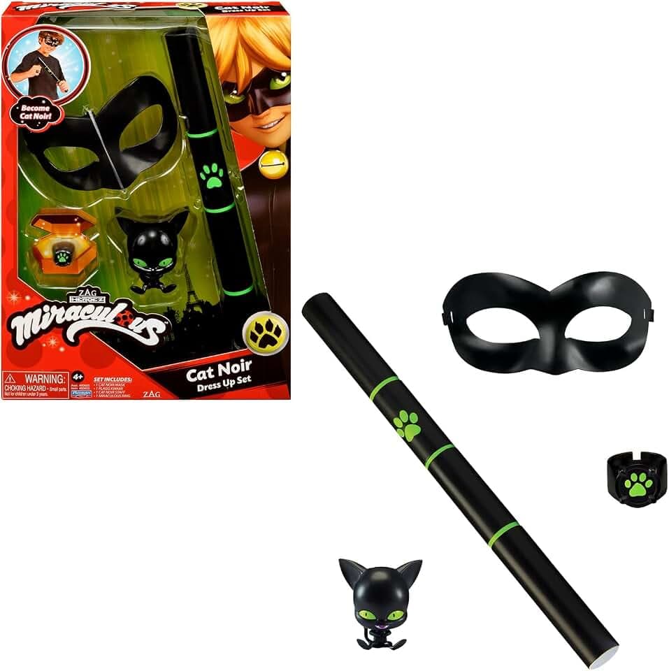 BANDAI - Miraculous - Verwandlungsset - Cat Noir Kostüm - Miraculous Superhelden Zubehör - Kinderkostüm Chat Noir Zubehör - Offizielle Lizenz Miraculous - Spielzeug für Kinder ab 4 Jahren - P50603
