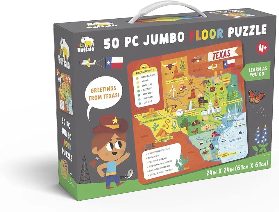 Little Buffalo - Learning & Education - State Puzzle: Texas for Kids Ages 4 and Up