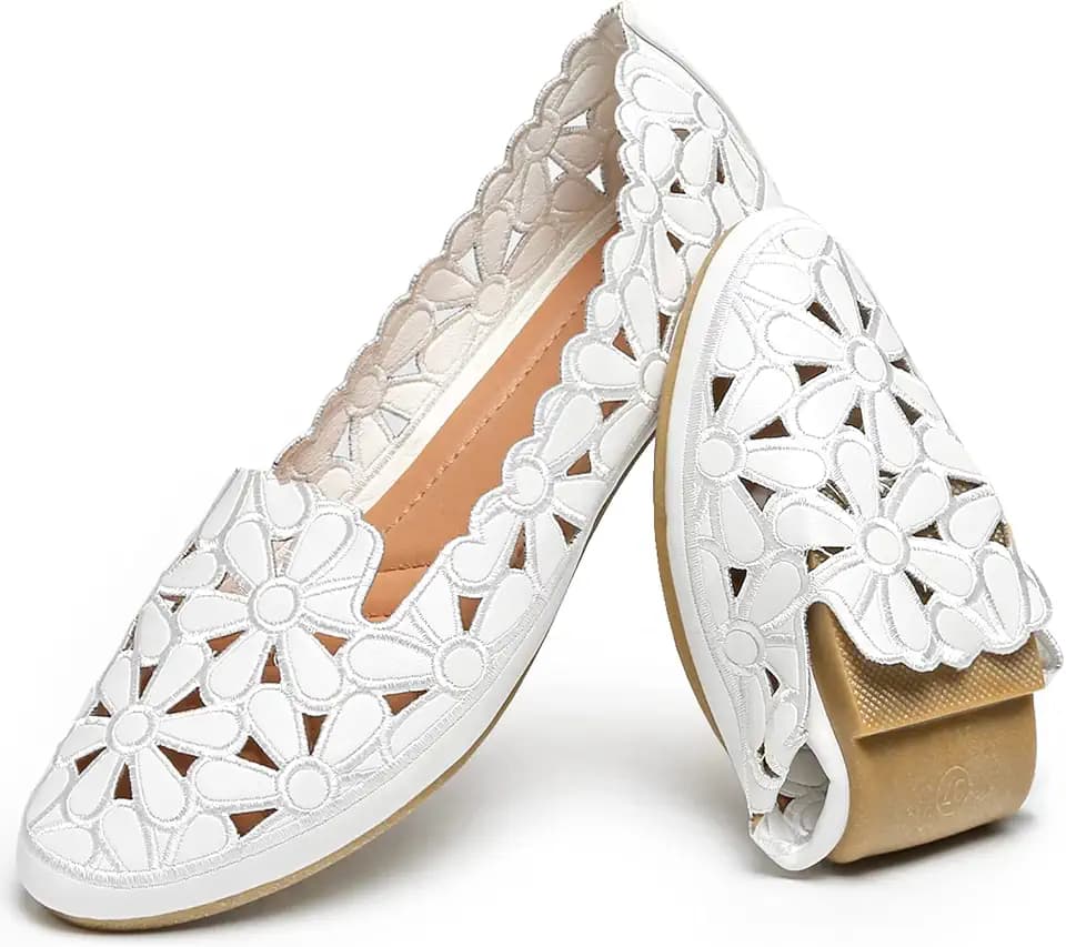 HEAWISH Women's Floral Ballet Flats Slip On Dress Shoes
