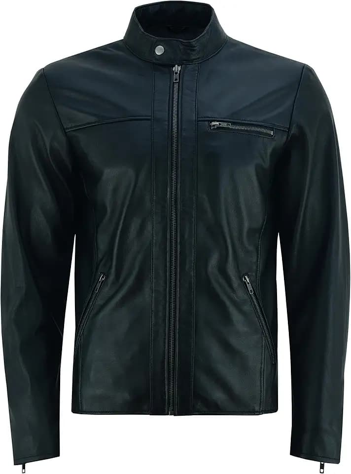 Vance Herren Echt Lederjacke aus 100% Lammleder (Schwarz) oder Rindsleder (Braun)