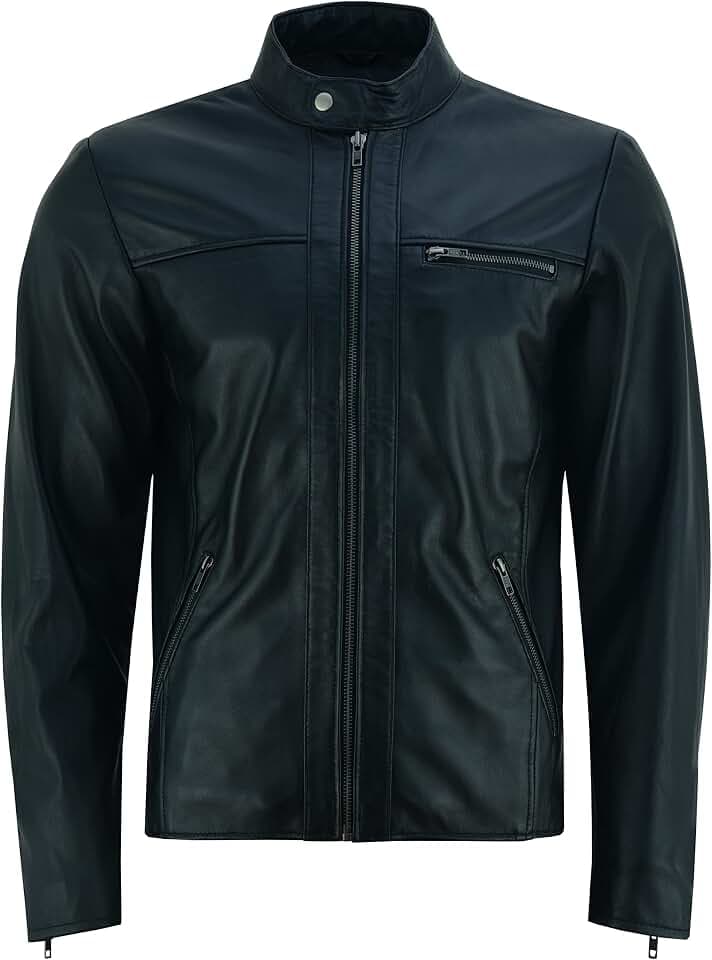Vance Herren Echt Lederjacke aus 100% Lammleder (Schwarz) oder Rindsleder (Braun)