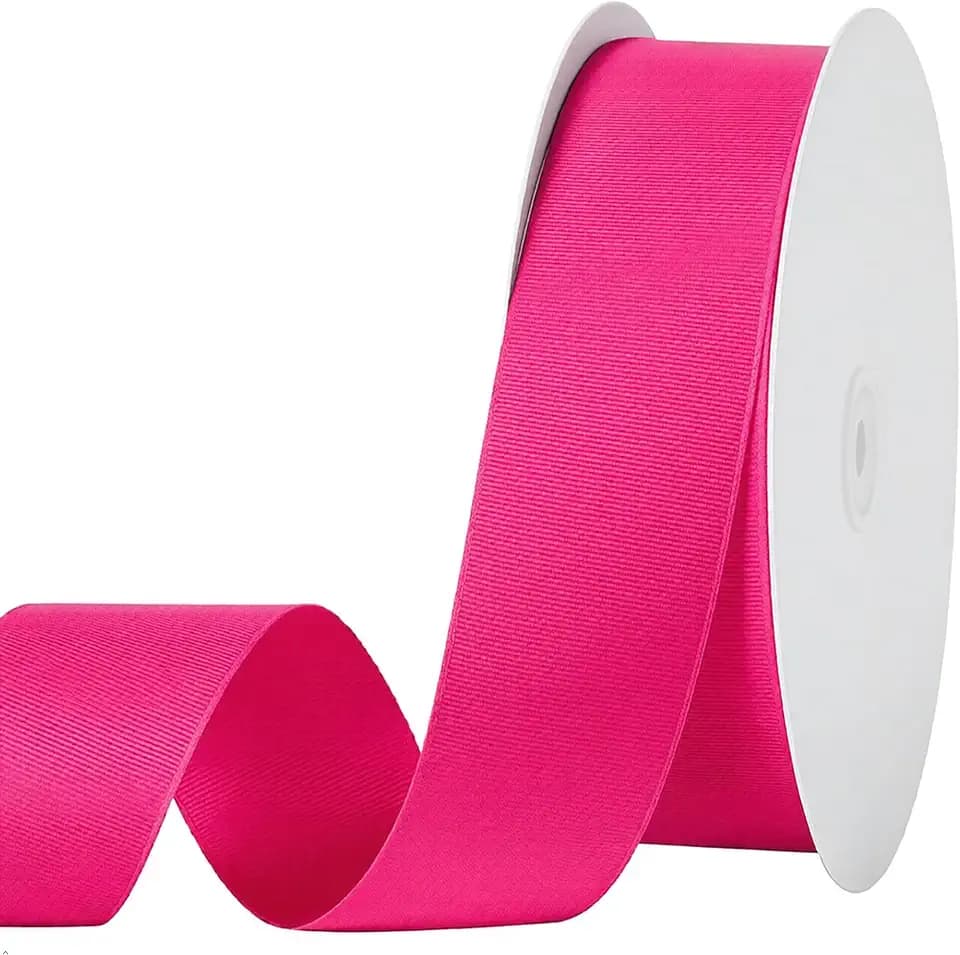 LIUYAXI 2" X 50 Yards Solid Hot Pink Grosgrain Ribbon, Perfect for Crafts, Wedding Decor, DIY Hair Accessories, Sewing, Gift Package Wrapping and More