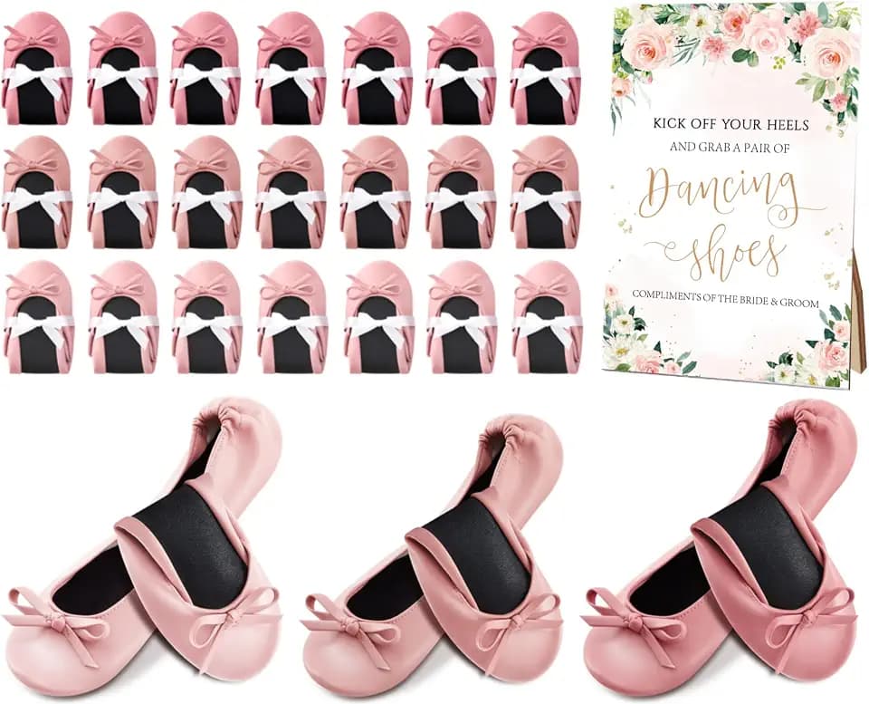 Jecery Pink Foldable Ballet Flat for Wedding Guests Bulk