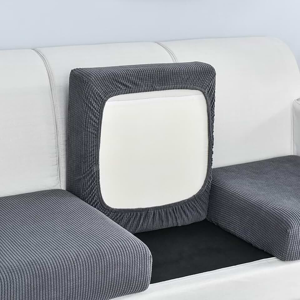 Sofa Sitzkissenbezug, Stretch Sofasitzbezug, Taillierter Sofasitzbezug, Weicher Sofakissen Schonbezüge Möbelschutzbezug, Ersatz für Einzelkissen(3-Sitzer, Dunkelgrau)