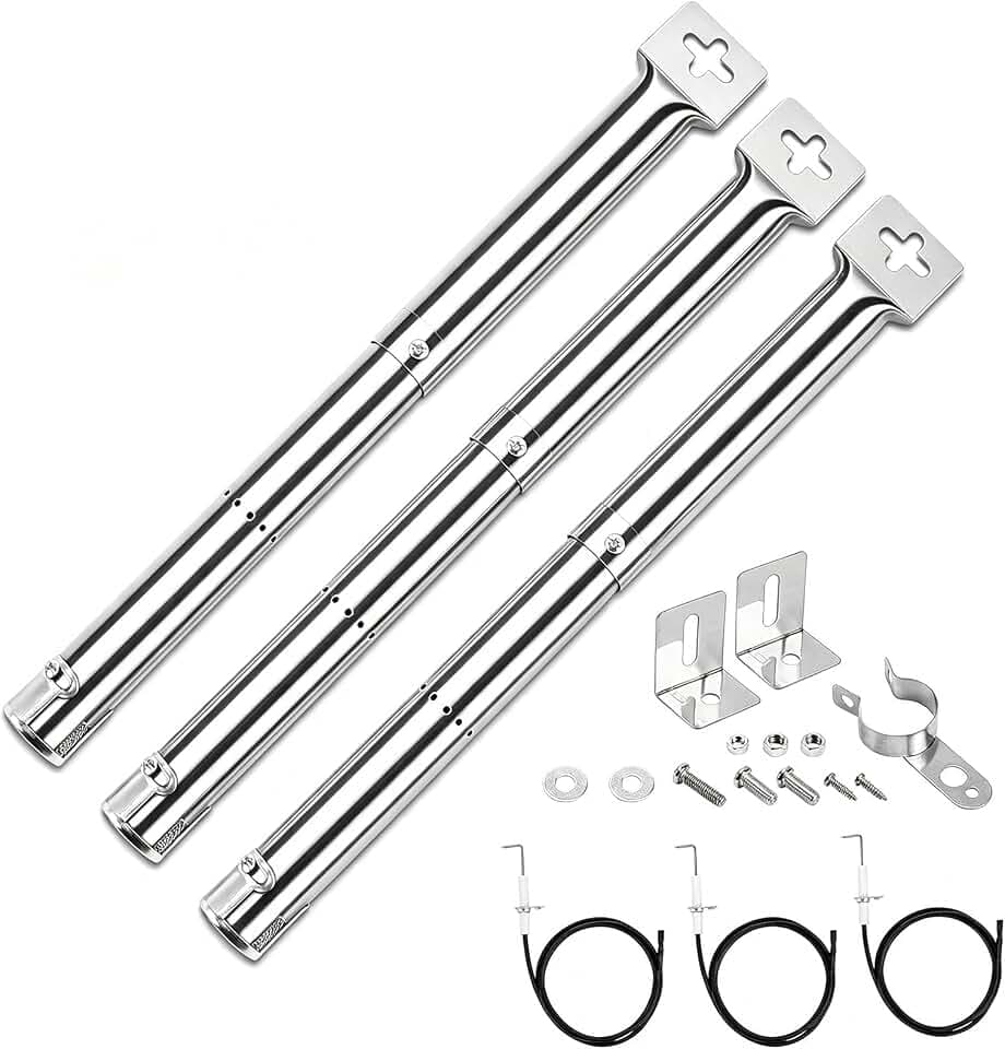 GFTIME 31-44cm Universal Brenner Ersatzteile für Landmann, Tepro, Enders, Campingaz, Master Forge, Perfect Flame, Uniflame Lowes Gasgrills, Edelstahl Rohrbrenner Zubehör, 3 Stück