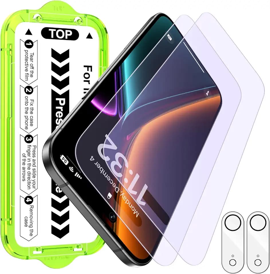 Esanik 2+2 Pack for iPhone Air Matte Anti-Blue Light Glass Screen Protector - Anti-Glare, Anti-Fingerprint, Anti-Reflection, 9H Hardness, Smooth Touch, Easy Alignment Tray