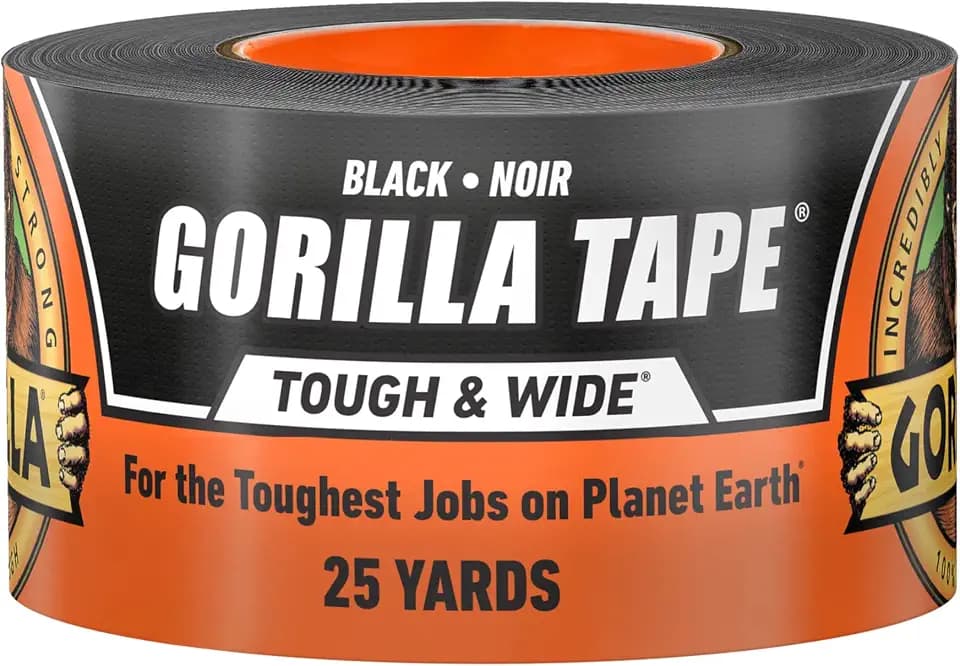 GORILLA Tough & Wide Heavy Duty Duct Tape, Black, 2.88" x 25 yd, 1-Pack
