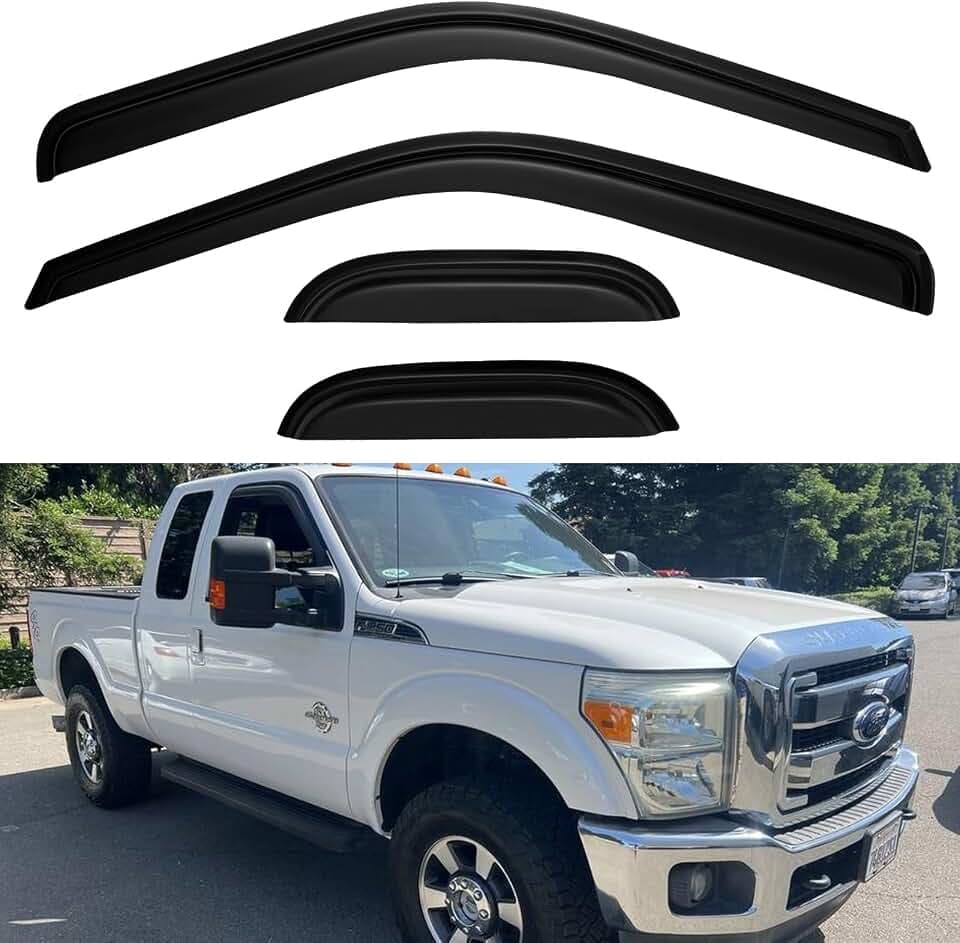 Window Visors Rain Guards for 1999-2016 Ford F250 F350 F450 SD SuperCab