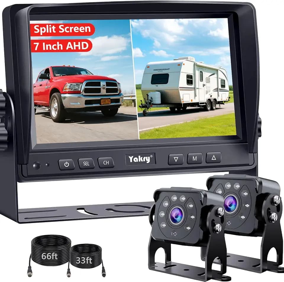 Dual RV Backup Camera for Truck - 7 Inch HD Split Screen Reverse Camera