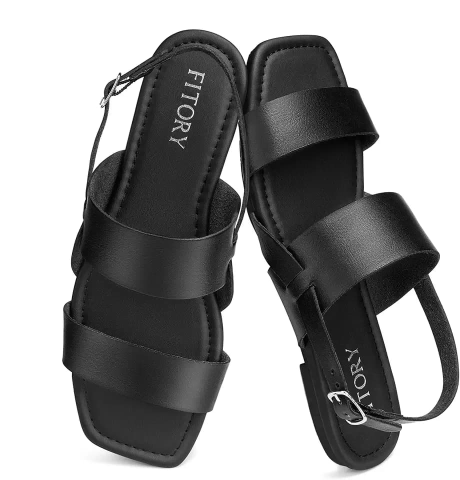 FITORY Flat Sandals for Women 2026 Comfortable Dressy Summer Beach Slides