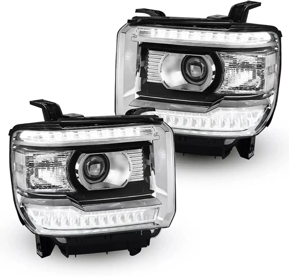 Headlight Clear Lens LED Daytime Running Lamps for GMC Sierra 1500 14-18