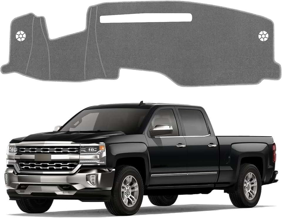 Dash Cover Mat for Chevy Chevrolet Silverado/GMC Sierra 1500 2022 2023 2024 2025 & Silverado/Sierra 2500HD 3500HD 2024 2025 Non-Slip Dashboard （Not for Denali Version）(Grey)