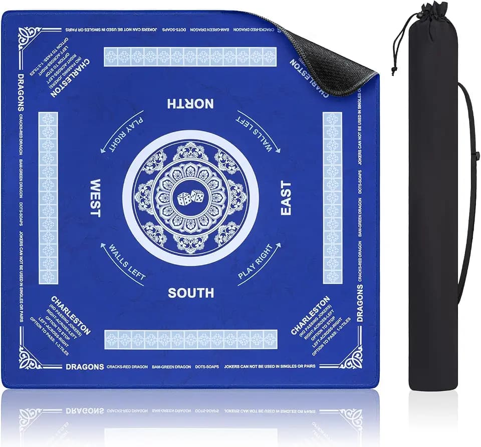 Shipped Rolled Mahjong Mat with Rules Without Creases, 3mm, 32.5" x 32.5"