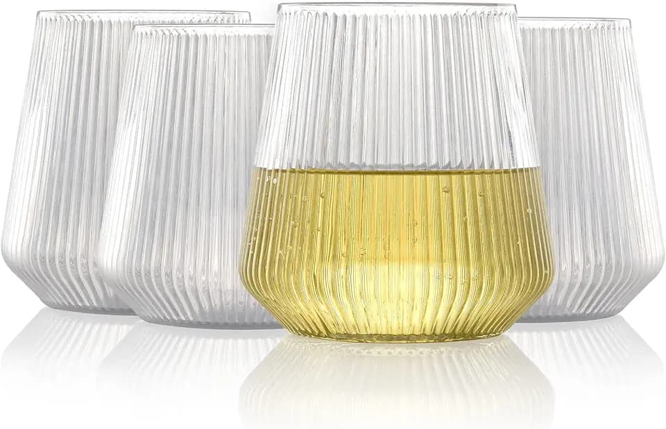 hotder Tritan-Kunststoff weingläser 355 ml, Wassergläser Trinkgläser Saftgläser 4er set, spülmaschinenfest, Perfekt für zu Hause, Camping, Party, BPA-frei Vertikale Gestaltung