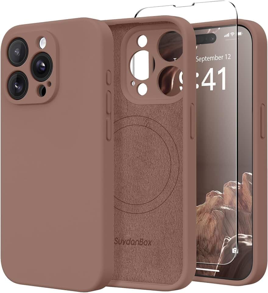 Magnetic for iPhone 13 Pro Max Case Silicone Brown