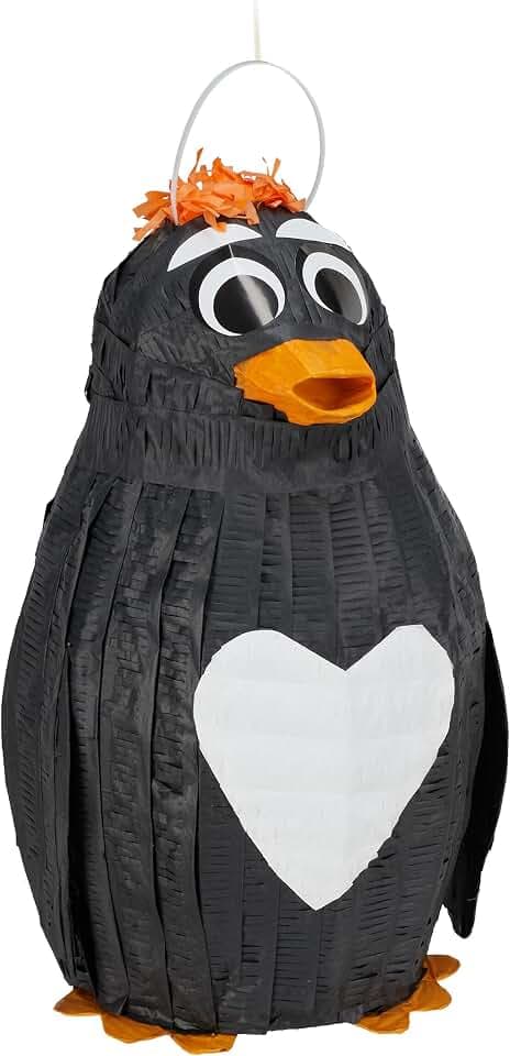 Relaxdays Pinata Pinguin, zum Aufhängen, Kinder & Erwachsene, schwarz