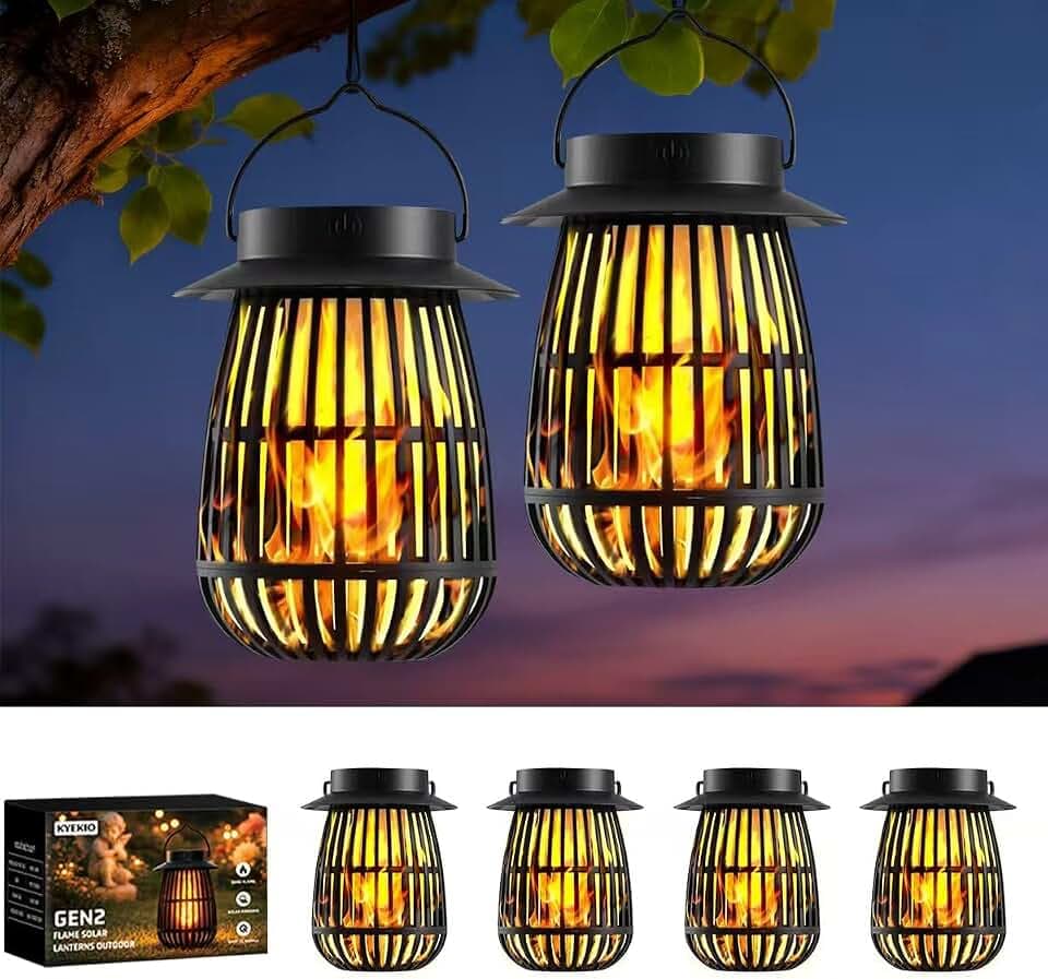 Gen2 Solar Flame Lanterns Halloween Solar Lights for Outdoor Decorations