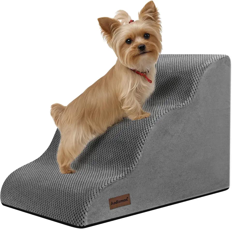 Aodisman Dog Stairs for Small Dogs,3 Step Dog Ramp for Couch,Non-Slip Steps
