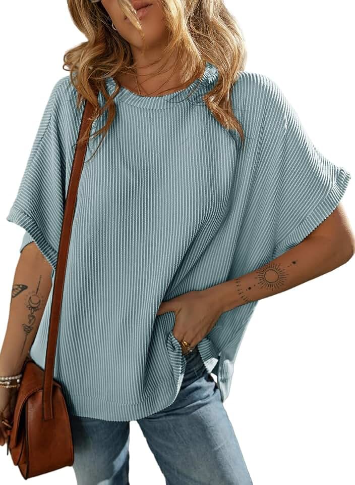 Dokotoo Women's Casual Oversized Short Sleeve Loose Tunic Tops Blouses