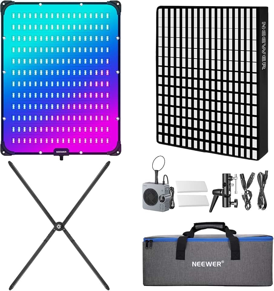 NEEWER Pro 200W Flexibles LED Videolicht, Studio RGB Panel Videoleuchte Matte Set mit Softbox APP/2,4G/DMX Steuerung 2500-10000K 25000lux/0,5m CRI95+, Key Lighting für Live Streaming Aufnahmen, AF200C