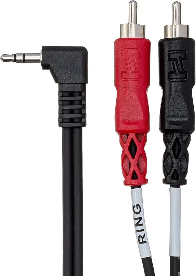 Hosa CMR-206R Stereo Breakout, Right-angle 3.5 mm TRS to Dual RCA, 6 Feet