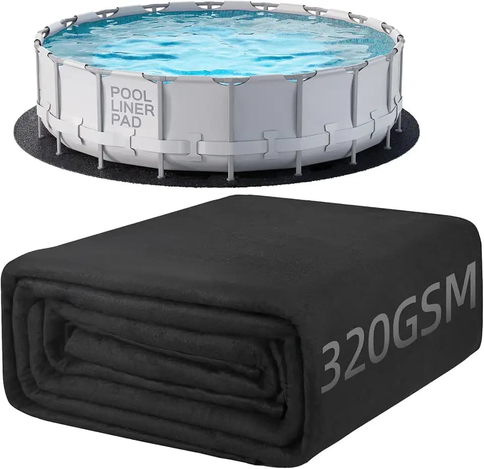 POOLHACKER 12 FT Round Pool Liner Pad for Above Ground Pools, 9.4 oz/yd²