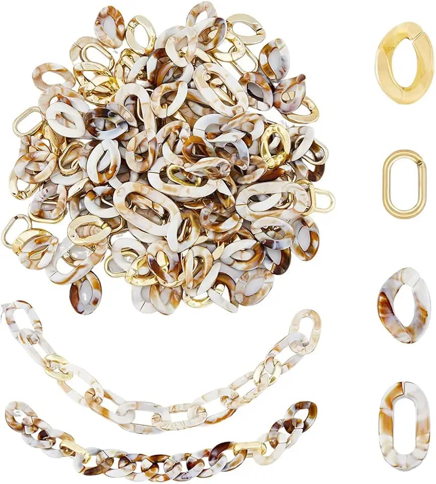 SUPERFINDINGS 200 St¨¹ck 4 Stile Acryl Und CCB Kunststoff Verbindungsringe Ovale Glieder Und Twist Kettenverbinder Leichte Gliederverbinder F¨¹r DIY Bastelarbeiten