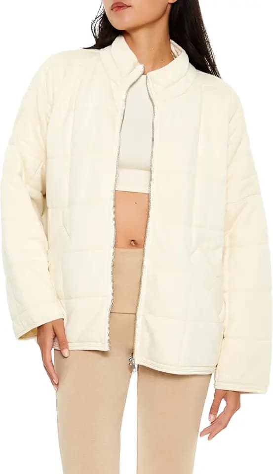Forever 21 Women's Quilted Zip-up Jacket