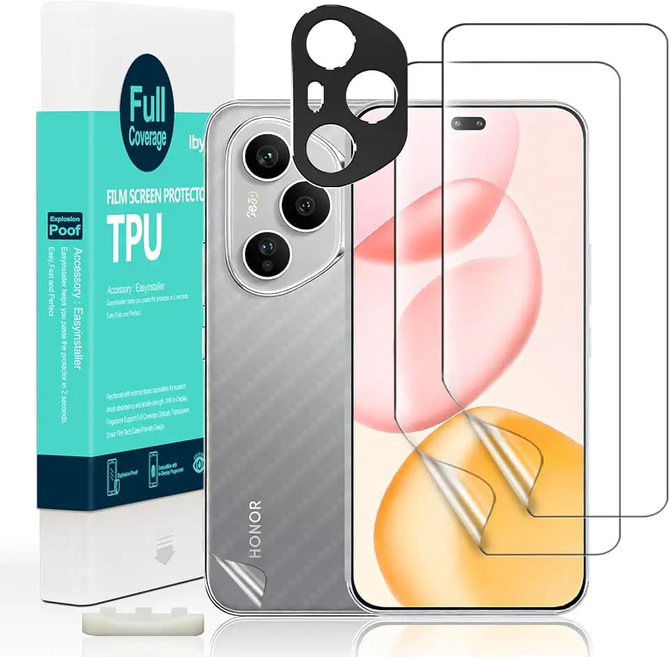 Ibywind Schutzfolie für Honor 400 Pro 5G,2 Stück Displayschutz,mit Metall-Kameraschutz,Einfache Installation,Unterstützt Fingerabdrucksensor,anti-kratzer,Blasenfreiheit,Bruchsicher,Öl Resistent