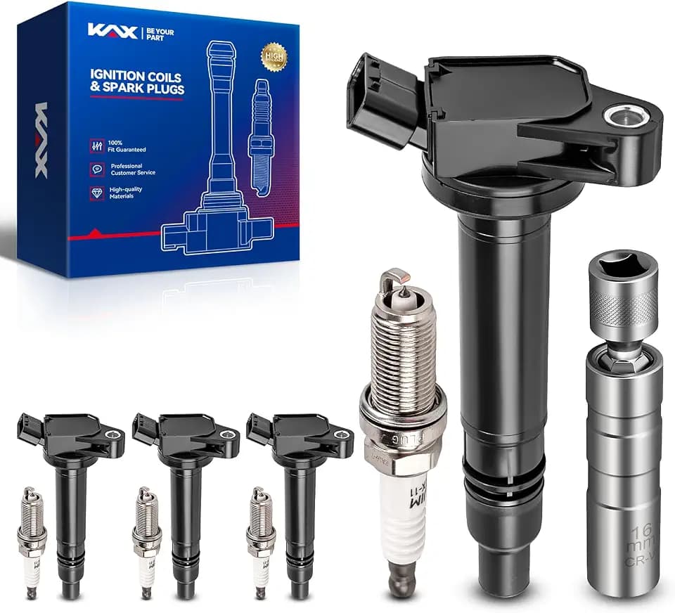 KAX 4 Ignition Coils & 4 Spark Plugs Set for Toyota Camry, RAV4, 4Runner