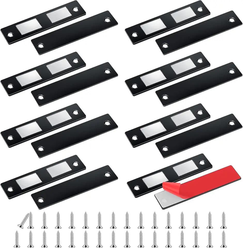 Romon Magnetschnäpper Magnete für Schranktüren, 8 Stück Ultra Dünn Türmagnete Schrankmagnete Türschließer Doppelt Schubladen Kleiderschrank Magnetverschlus für Möbel Schranktür Schließen, Schwarz