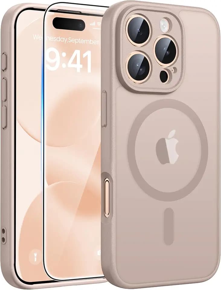 FNTCASE for iPhone 16 Pro Max Case, Fit for Magsafe, Glass Screen Protector