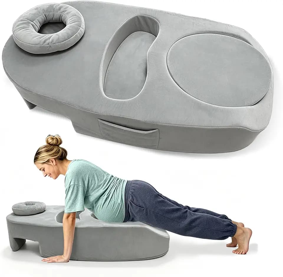 Grey Pregnancy Massage Cushion and Headrest, Full Body Prenatal Bolster