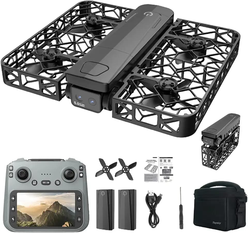 FPV Drohne für Anfänger mit 1080P‑Kamera, 4,5‑Zoll Bildschirmfernbedienung mit Live‑Übertragung, Brushless‑Motor, Höhenhaltung, Ein‑Tasten‑Start, 360° Flip, sicheres Vollschutzgitter, faltbarer Rumpf