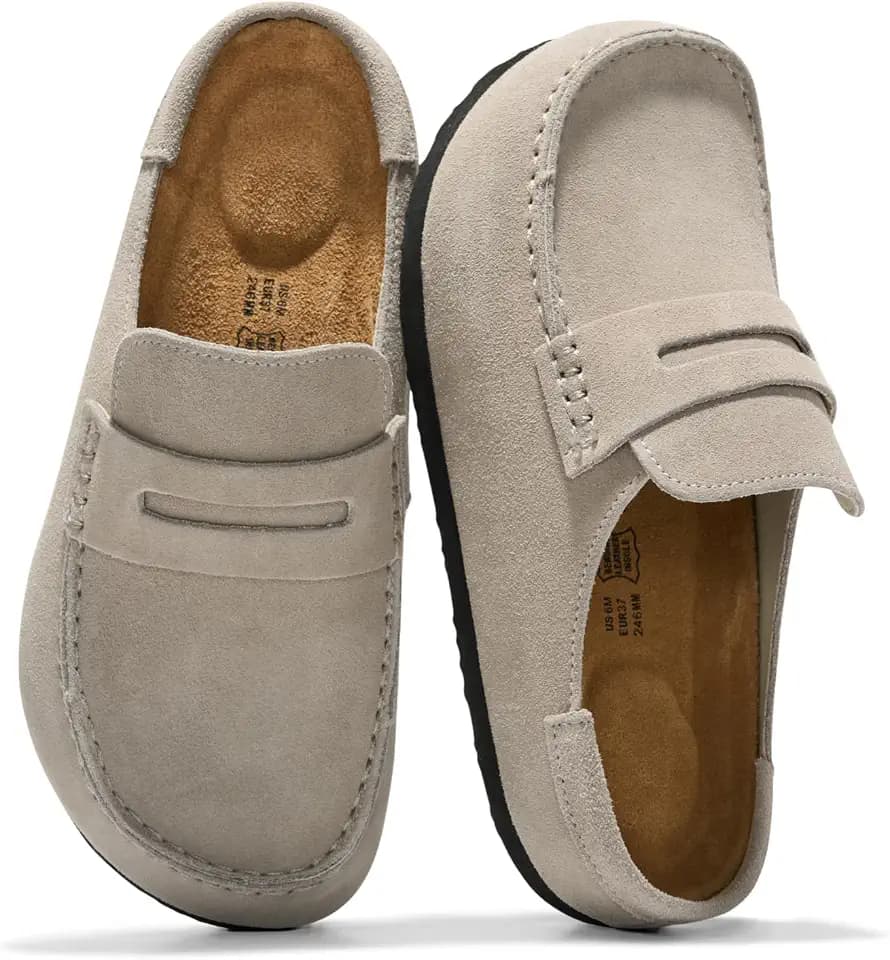 100% Genuine Leather Moccasin Style Clogs for Women - Fall Shoes for Women