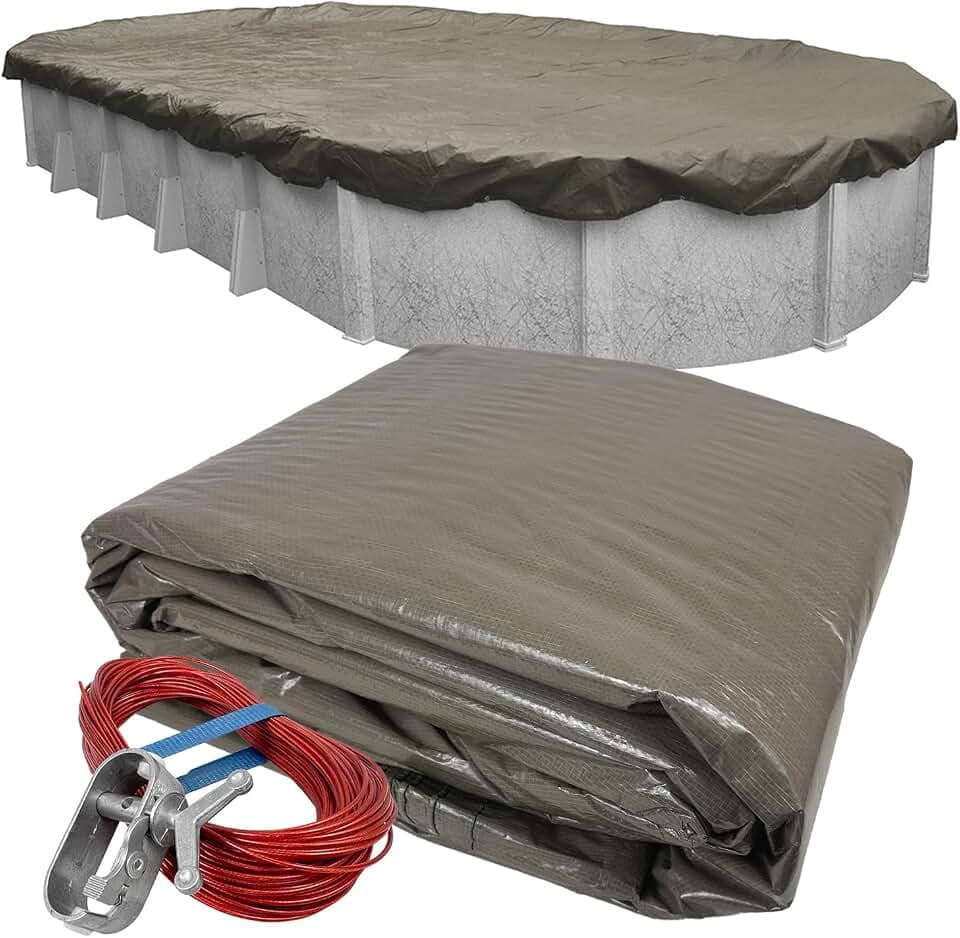 Robelle 18 x 40 ft Extra Heavy Duty Magnesium Oval Winter Pool Cover