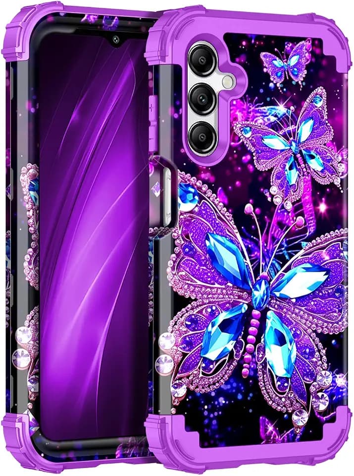 Miqala for Galaxy A15 5G Case,Glow in The Dark Three Layer Heavy Duty Shockproof Full Protection Hard Plastic Bumper+Soft Silicone Protective Case for Samsung Galaxy A15 5G 6.5 inch,Dark