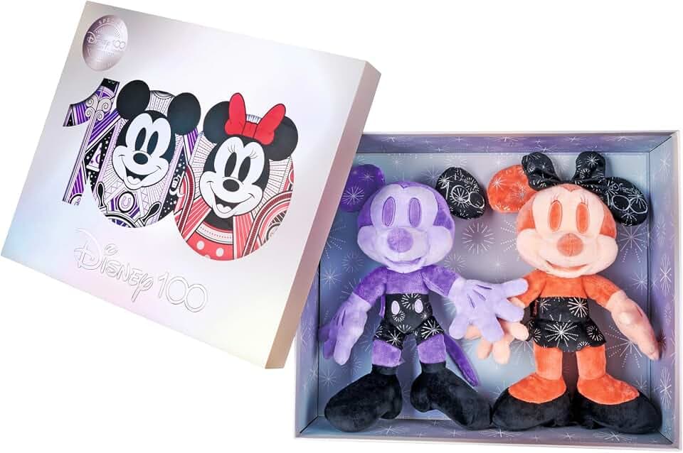 Disney 100 Jahre, Mickey und Minnie Mouse, Amazon Exclusiv Set 4, limitiert, 33cm Plüschfiguren, Sammlerstück, Sonderedition, Geschenkkarton, Micky Maus, ab den ersten Lebensmonaten