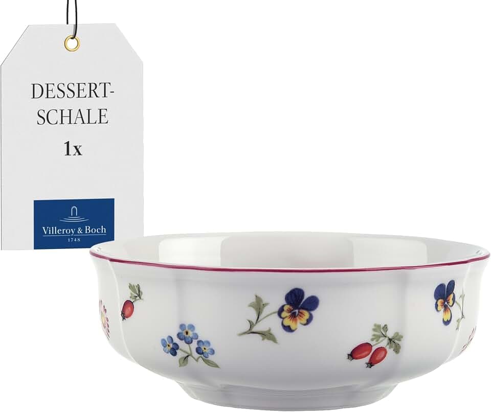 Villeroy & Boch - Petite Fleur Dessertschale 15 cm Weiß, Spülmaschinenfest, Mikrowellensicher, Schälchen, Kleine Schüssel für Müsli, Snacks oder Dips, Schale, Bol, Geschirr, Premium Porzellan