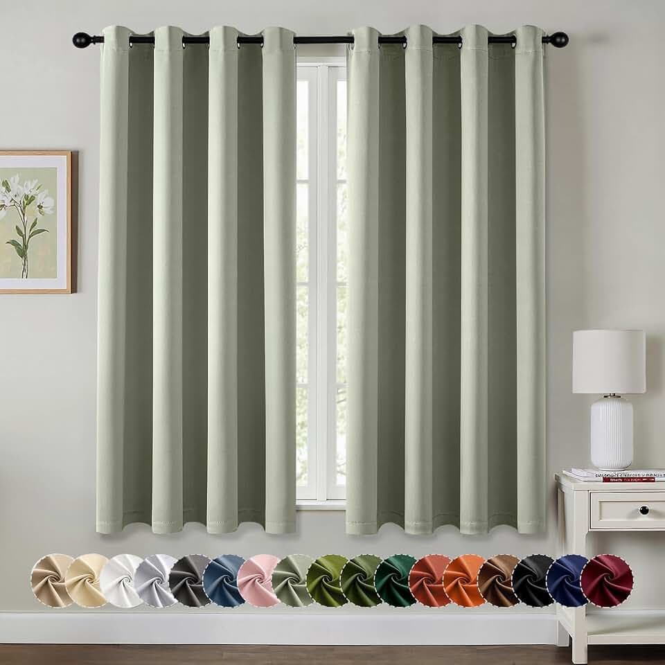 MIULEE Blackout Curtains for Bedroom 2 Panels 50 x 63 Inch Long Sage Green