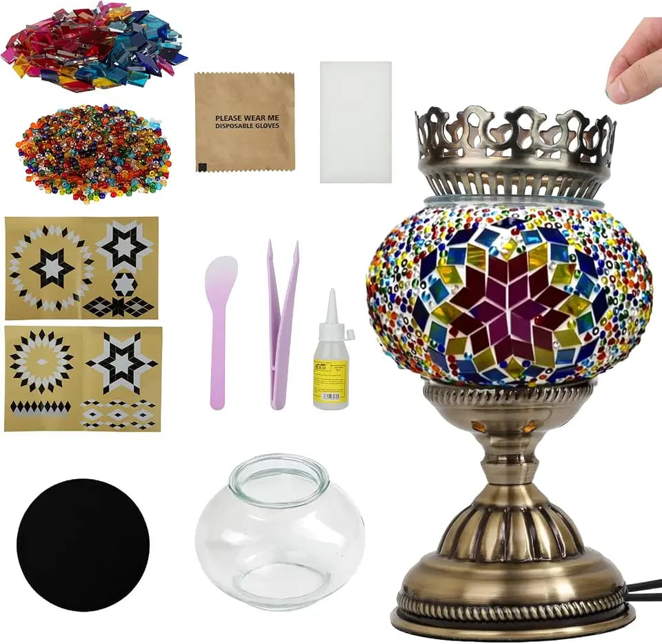 Longzhuo Nachttischlampe mit türkischem marokkanischem Mosaik, Tiffany-Stil, handgefertigt, Glasmosaik, Aromatherapie-Lampe, einzigartige böhmische türkische Vintage-Lampen für Heimwerker