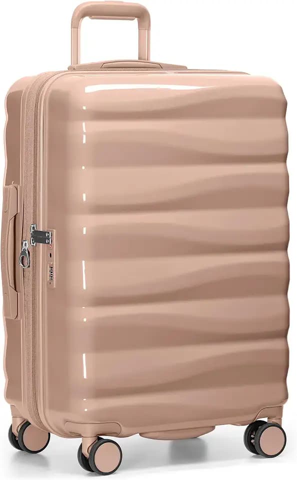 Traveler's Choice Edinburgh II Hardside Spinner Luggage, TSA Lock, Sand, 25" Medium